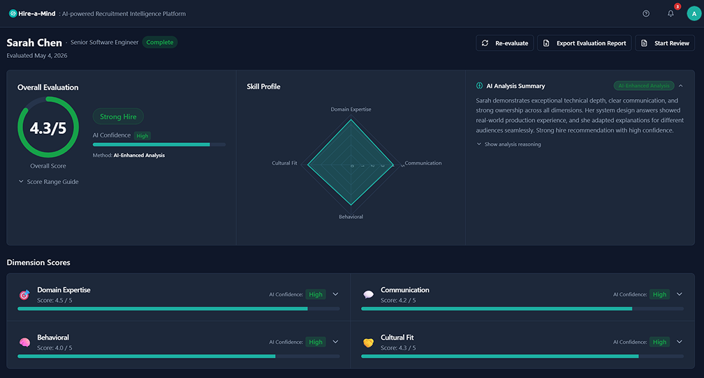 Hire-a-Mind AI-powered recruitment dashboard preview